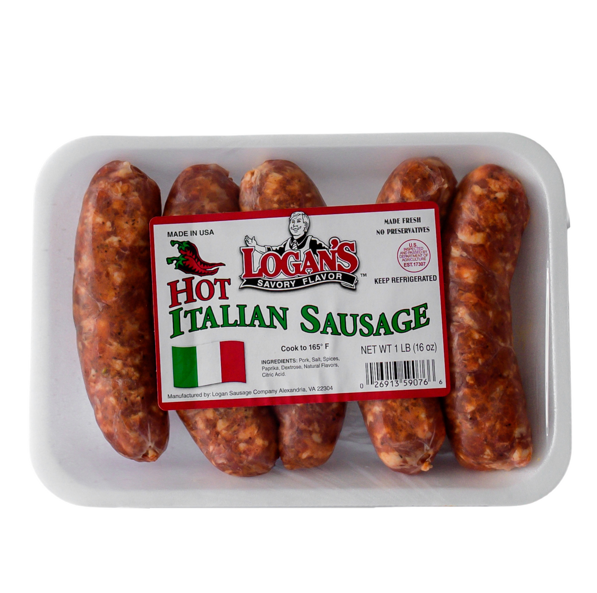 Hot Italian Pork Sausage Logan's Sausage - Main Image